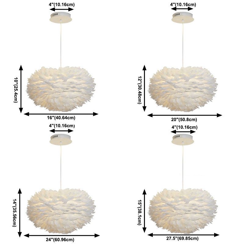 Multi-Kopf-Kronleuchterleuchten moderner Kronleuchter-Anhängerlampe mit weißem Federschatten