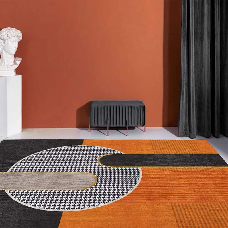 Dark Gray Simple Rug Polyester Moon Area Rug Non-Slip Backing Rug for Home Decor