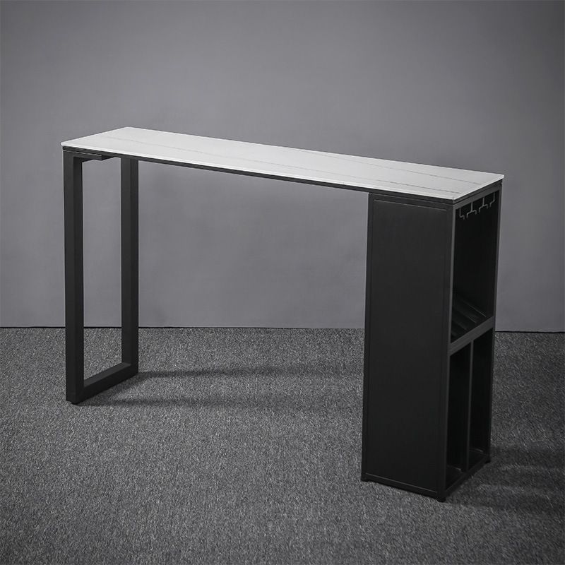 Industrial Style Rectangle Bar Table 42-inch Height Iron Pedestal Bistro Table