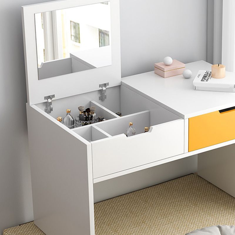 Scandinavian 2-Drawers Table Dressing Table Wood Mirror Make-up Vanity