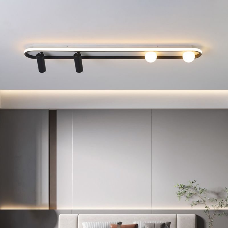 Linear LED Track Lighting Fixtures Modern Iron Ceiling Light with 2 Spotlights
