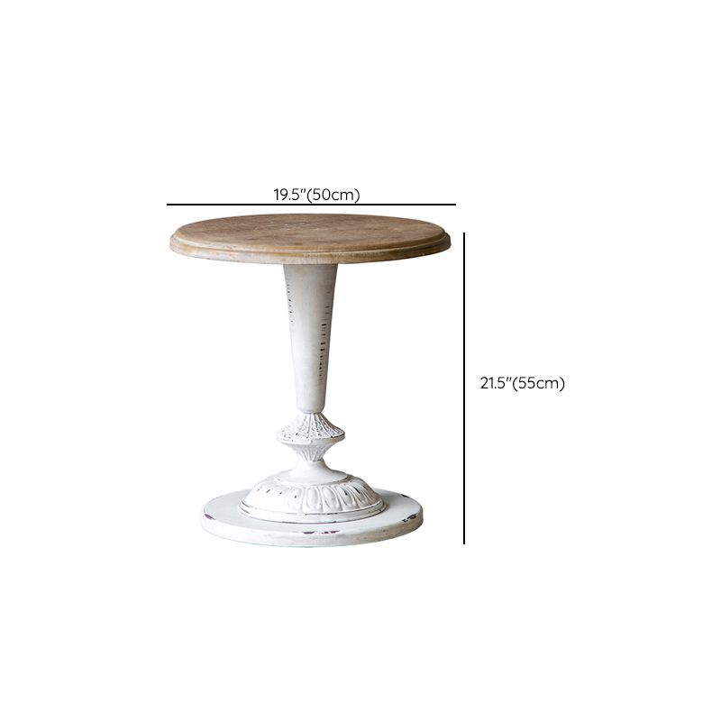 Solid Wood Pedestal Round Rustic Distressed Living Room End Table