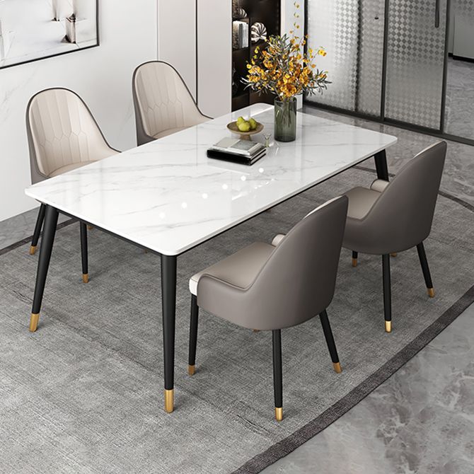 Modern Rectangle Dining Table Set 1/4/5 Pieces White Stone Dinette Set