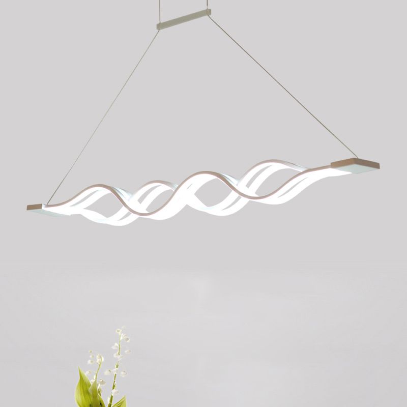 Luce isola a led a forma d'onda bianca nella moderna semplicità in ferro battuto luce a sospensione con ombra acrilica