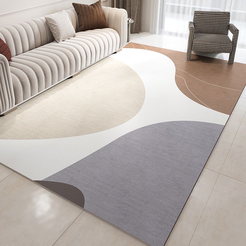 Light Gray Modern Rug Blending Striep Rug Stain Resistant Rug for Drawing Room