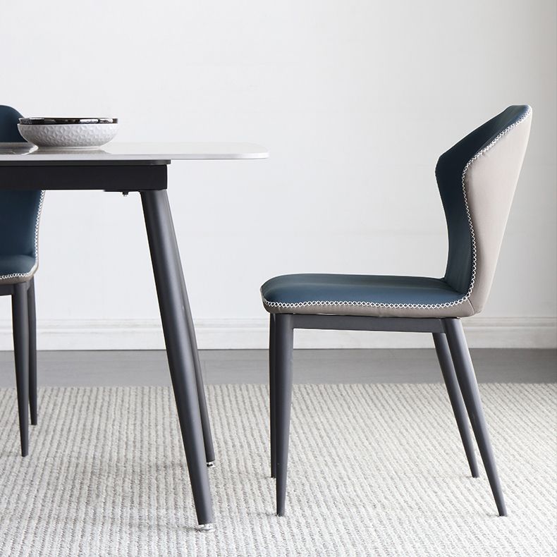 Minimalist Style Dining Table Set with Rectangle Shape Table and Upholstered Chairs