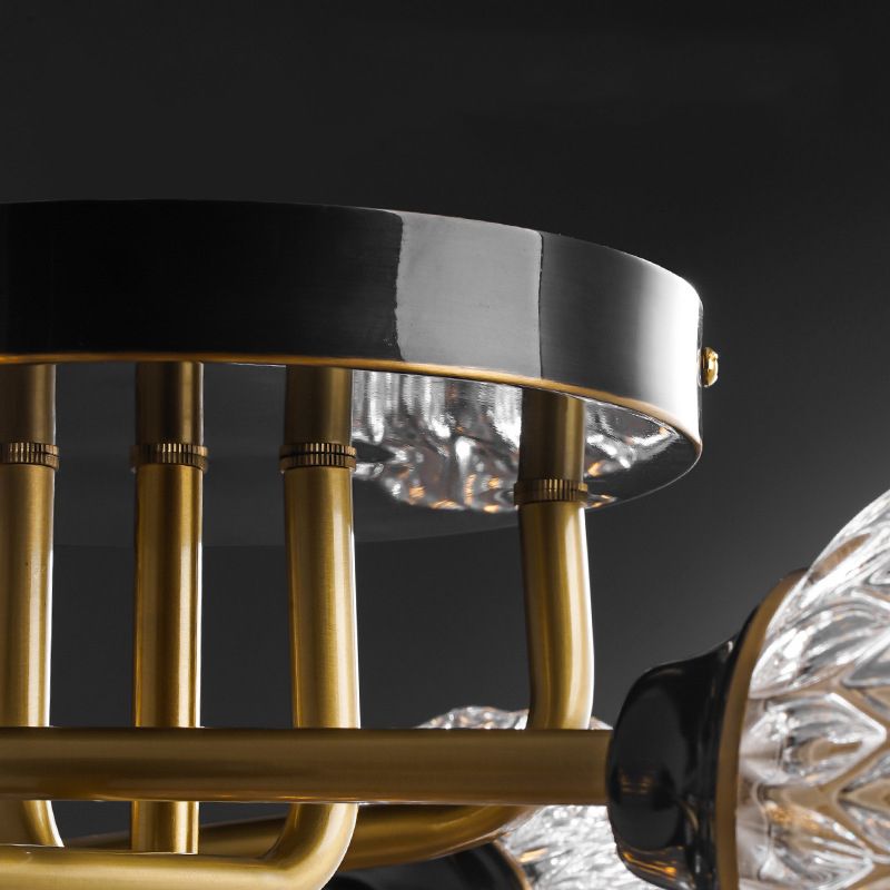 Glass Semi Flush Mount Light Modern Style Black Semi Flush Ceiling Light