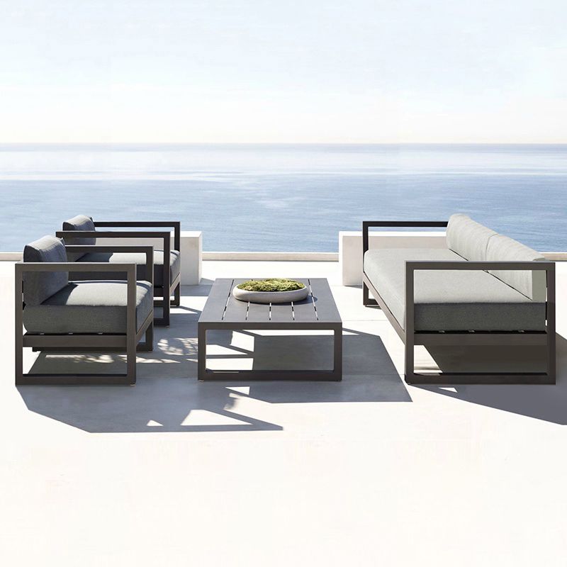 Metal Patio Sofa Water Resistant Outdoor Patio Sofa with Cushions