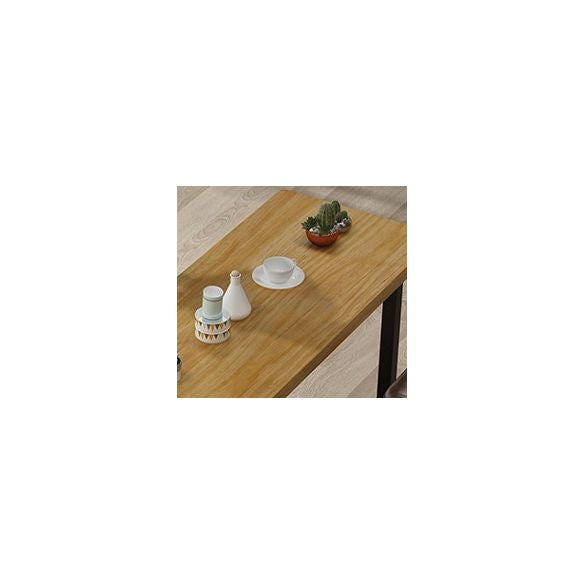 Rectangle Pine Wood Top Bar Table Industrial Bar Table with Trestle Base in Black