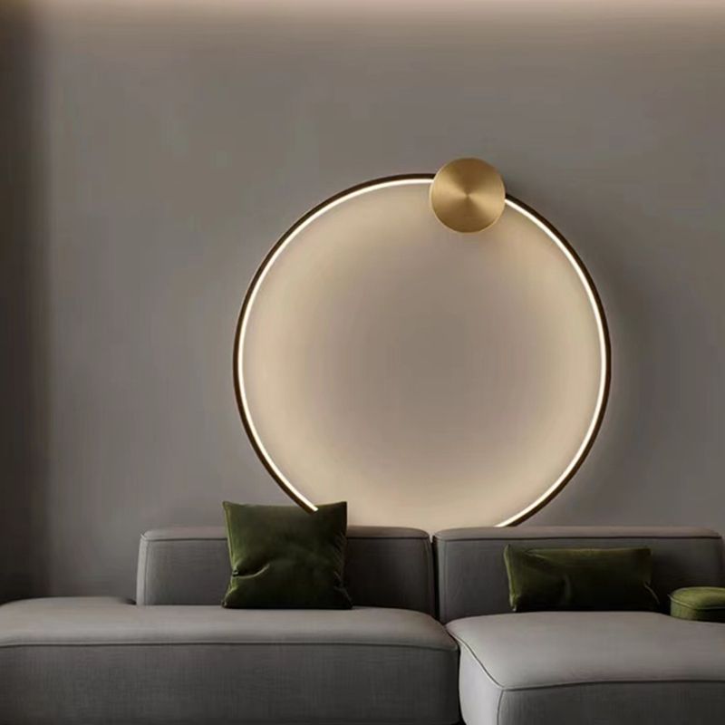 Metal Round Shape Wall Mount Lighting Modern Style 1-Light Wall Mounted Light Fixture