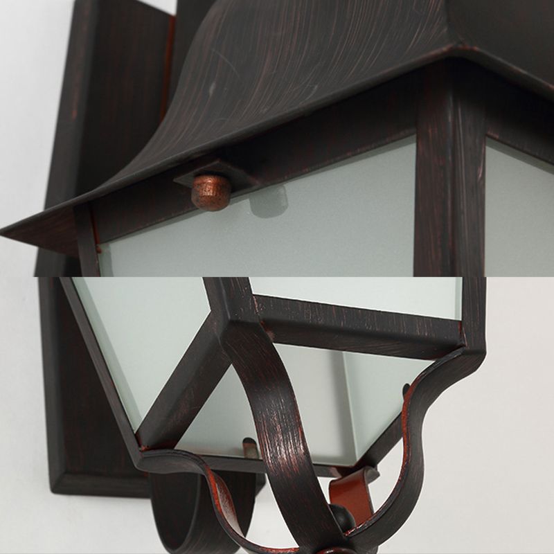 Lámpara de pared metálica de una sola luz vintage, aplique de pared impermeable para exteriores con brazo fijo para escaleras y pasillos