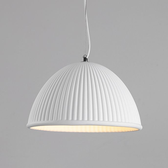 Ribbed Hanging Pendant Light Minimalist Style Resin Pendant Lighting Fixture for Dinning Room