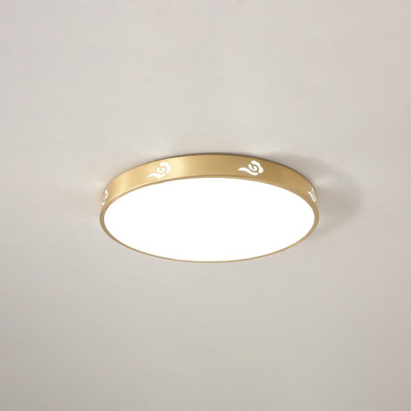 Modern Acrylic Flush Ceiling Light Fixture Round 1-Light LED Flush Mount Lamp in Gold