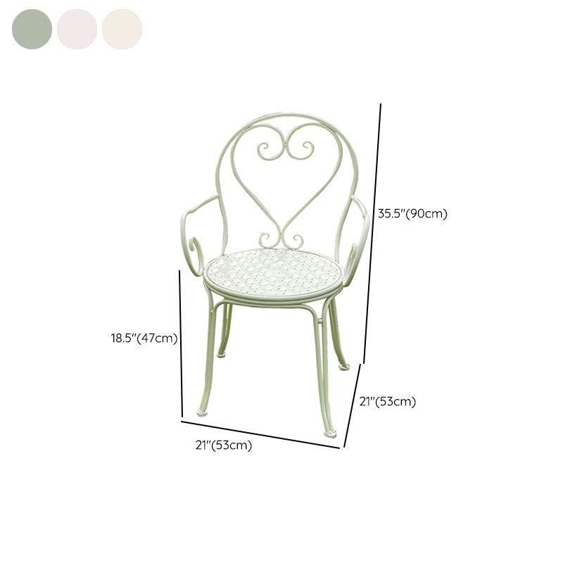 Contemporary Open Back Patio Arm Chair in Iron Frame Set of 2