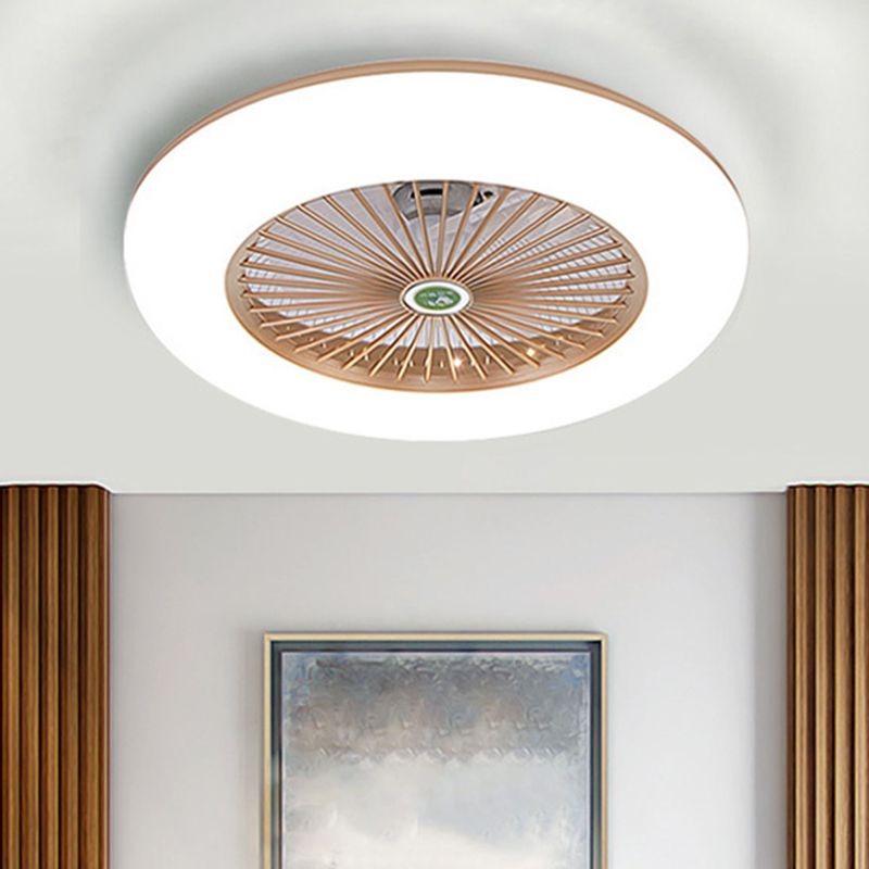 Luz de ventilador de metal de donas Lámpara de luz simple 21.5 "W LED SEMI SEMI SEMPLACIÓN LED EN NEGRO/BLANCO/GRIS CON TOYA ACRYLIC, 5 HOJAS