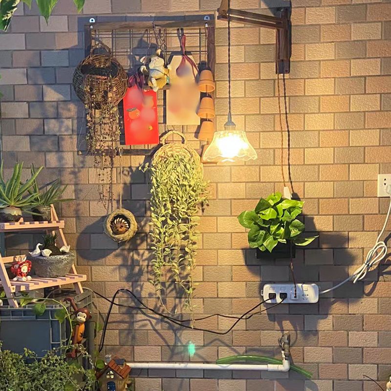 1 Light Geometric Wall Sconces Modern Style Wood Wall Mounted Lamps