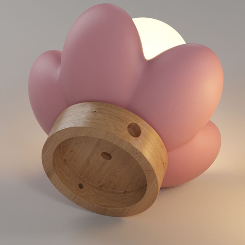 Children Style Wall Mount Lamp Wooden Flower Shape with Glass Shade for Bedroom