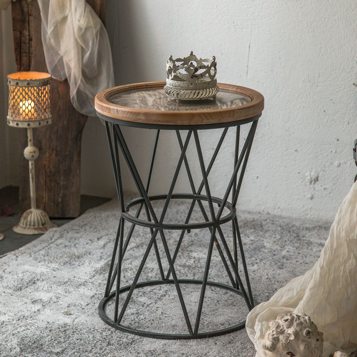 Frame French Country Round Coffee Table Distressed Wood Cocktail Table