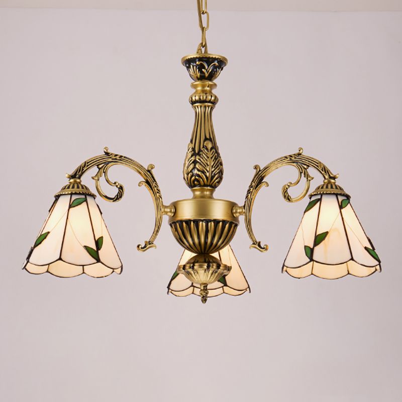 Cone Dome soggiorno lampadario tiffany in stile vetro a sospensione vintage in beige