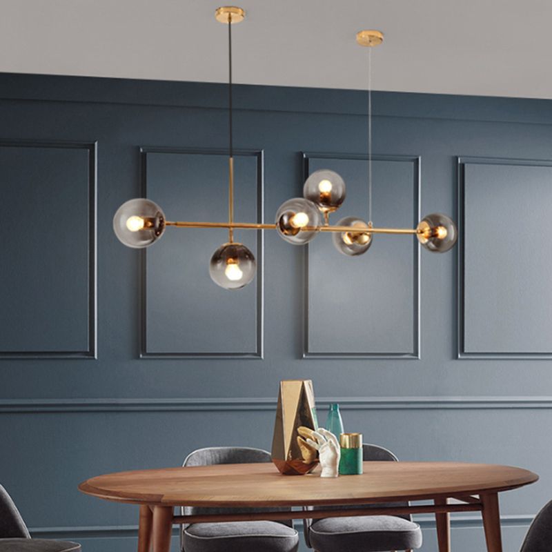 Glass Gold Island Light in Modern Creative Style Iron Globe Pendant Light pour salle à manger