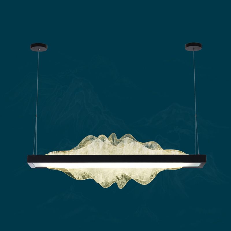 Modern Metal Chandelier Lamp Linear 1-light LED Island Pendant for Dining Room