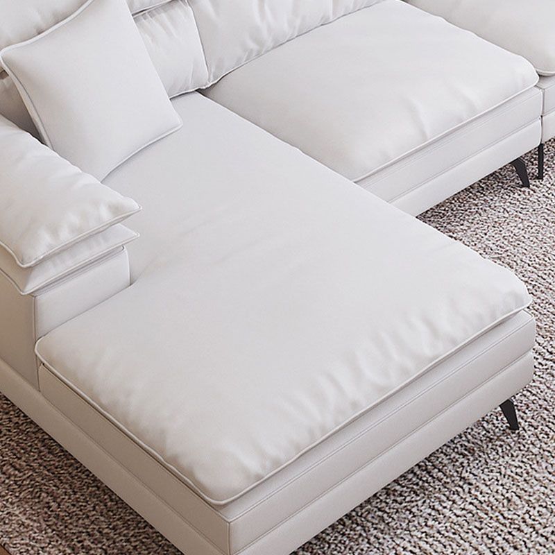 36"H Contemporary Sectional Sofa Leather Cream Down Cushion Sectional
