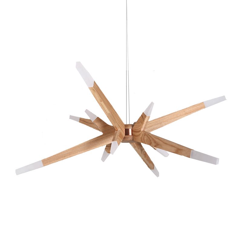 Eigentijdse sputnik kroonluchter hanglamp 12 lichten acryl led hangend plafondlicht met houten schaduw