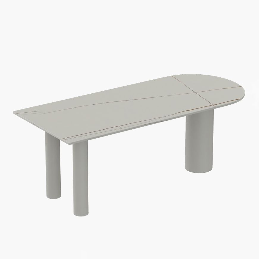 Free Form Sintered Stone White Dining Table Simplicity 3 Legs Table for Dining Room