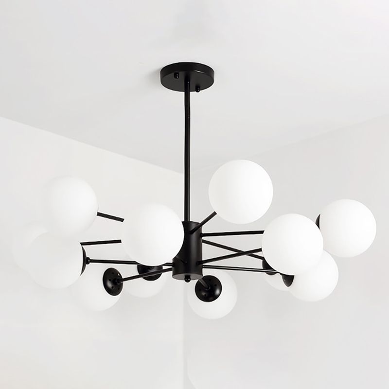 Moderne stijl kroonluchter verlichtingsbevolking bolvormige vorm glas hanglicht voor slaapkamer