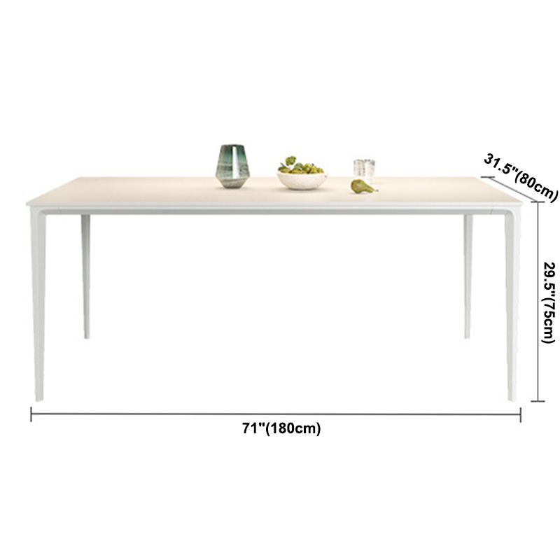 Mesa de comedor de piedra sinterizada de estilo moderno 4 Piernas de las piernas Mesa rectangular en blanco