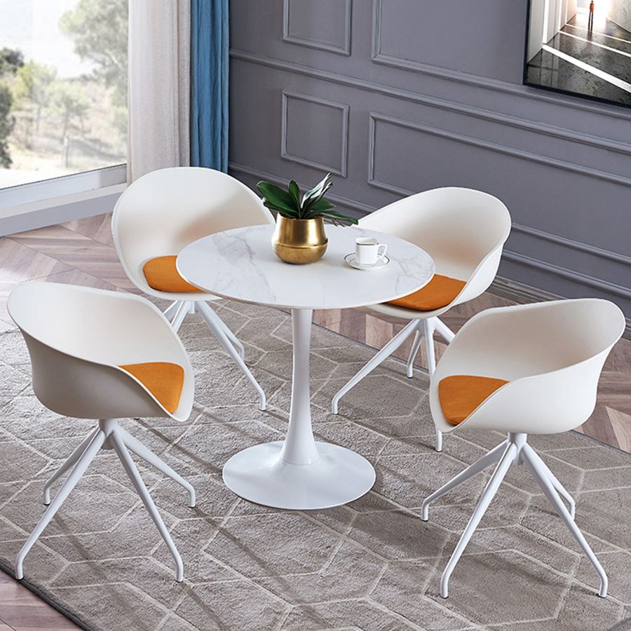 Round Sintered Stone White Dining Table Minimalist Tulip Base Table for Dining Room