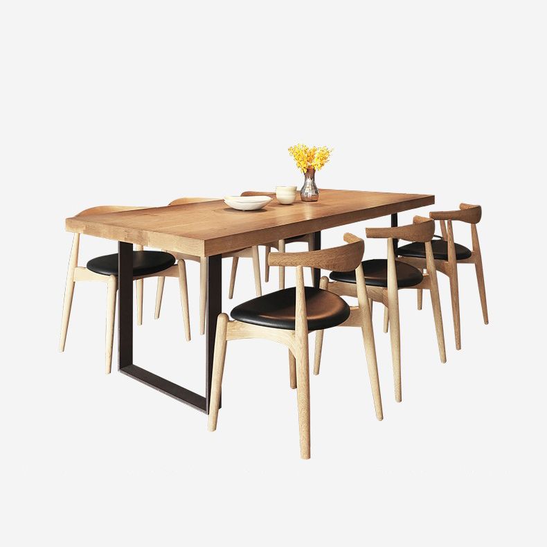 Modern Dining Set 1/7 Pieces Rectangle Pine Wood Dining Table