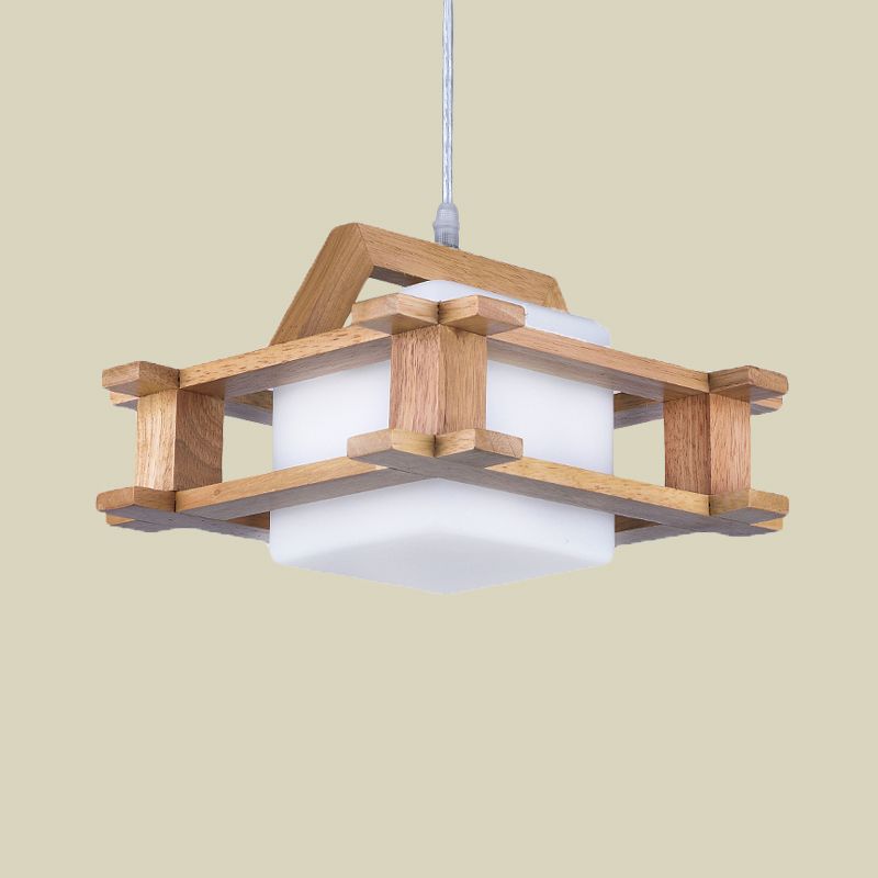 Éclairage pendentif en verre blanc Laut de suspension de style asiatique 1