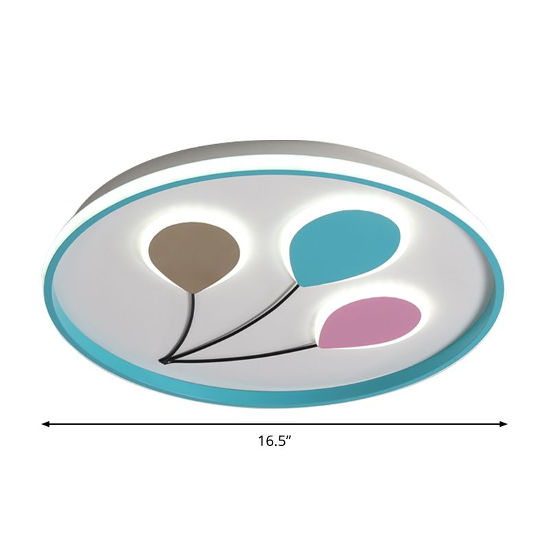 3-Balloon Acrylic Flush Mount Light Cartoon LED Blue Flush Ceiling Lamp Fixture in White/Warm Light