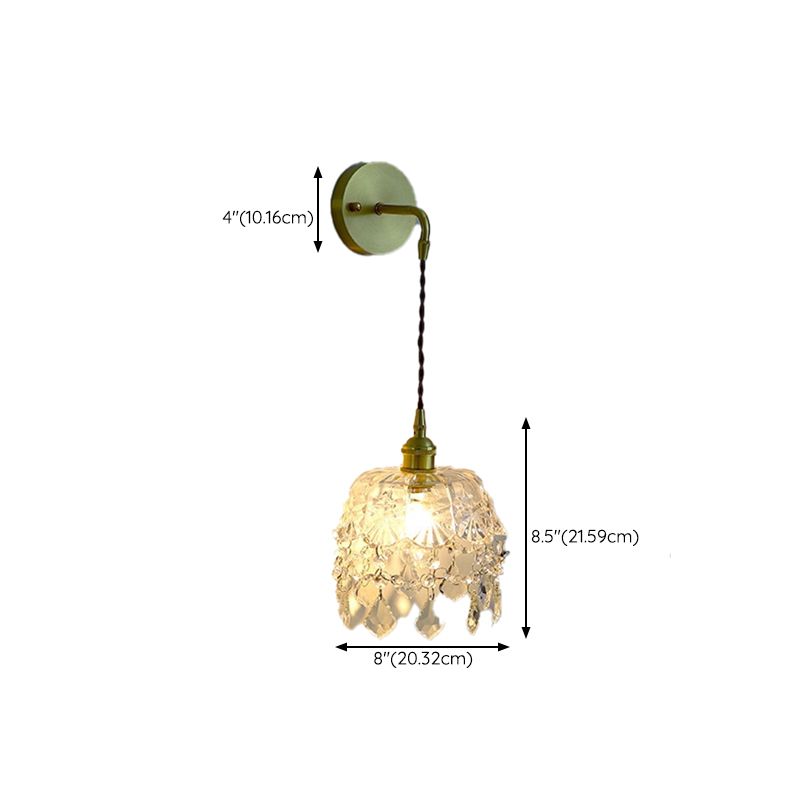 Crystal Modern Wall Sconce Flower Shape Vanity Lamp with Glass Shade for Living Room