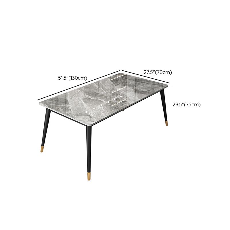 Metal and Stone Table Glam Style Simple Family Rectangular Dining Table
