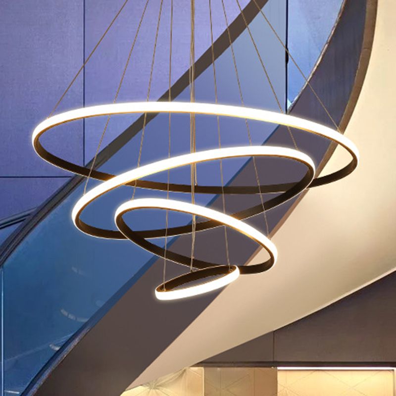 Luce il lampadario del soggiorno acrilico minimalista a ciondolo a led multi-anello Lumo lampadario