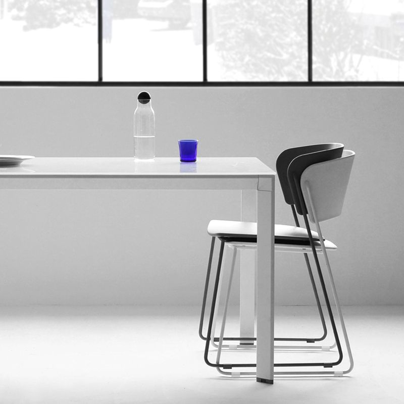 Chaise de salle à manger en métal de style contemporain Chaise de salle à manger sans accoudoirs (Ensemble de 2)