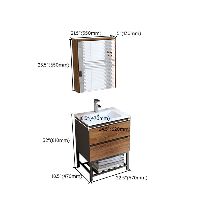 Traditional Sink Vanity Wooden Vanity Cabinet with Mirror Cabinet