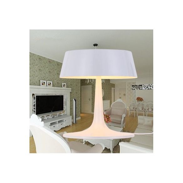 Gladde Drum Metalen Bureaulamp Moderne Stijl 3-Licht Zwart/Wit Bureauverlichting met Gewelfde Basis voor Woonkamer