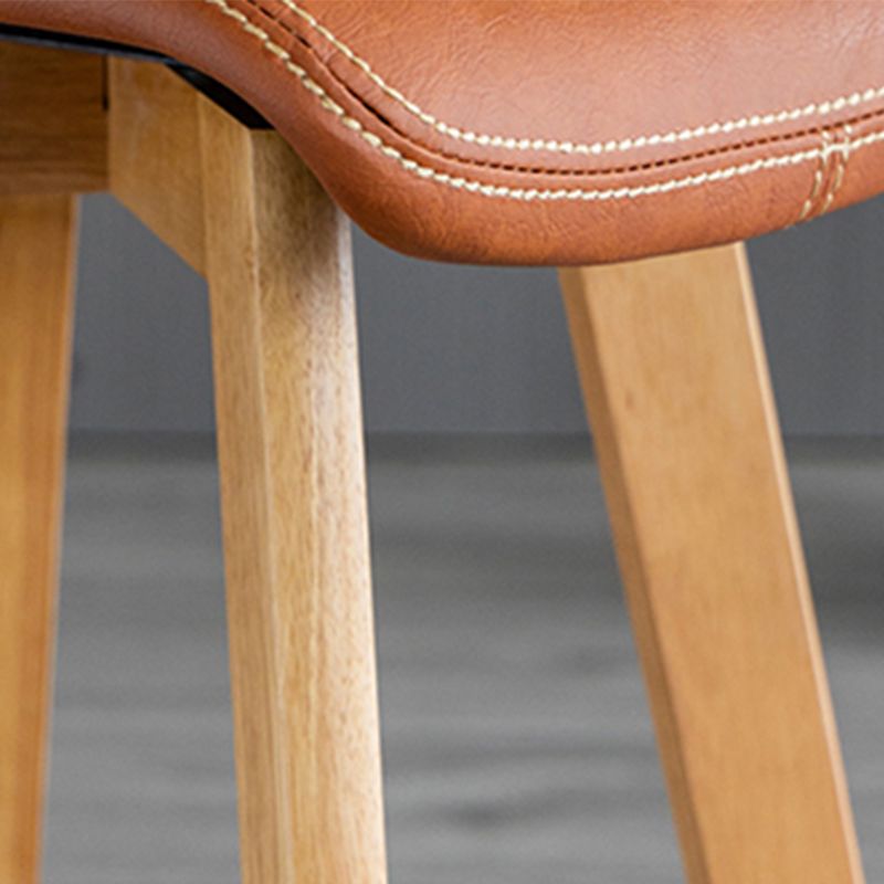 Contemporary Home Low Back Stool Matte Finish Leather Barstool