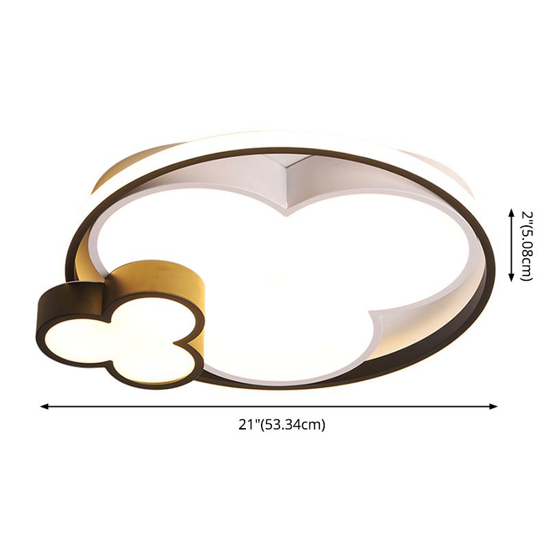 Modern Plum Shaped Flush Light Acrylic Bedroom LED Ceiling Mount Light in Black-White