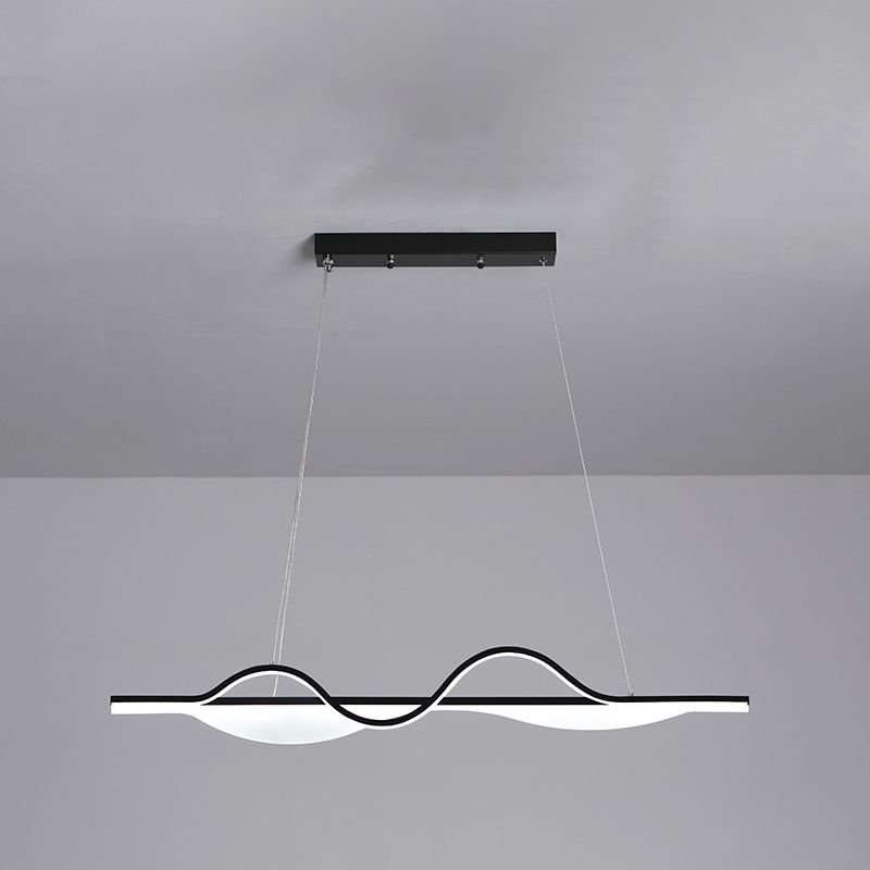 Modern Creative LED Pendant Light Metal Linear Island Light with Acrylic Shade
