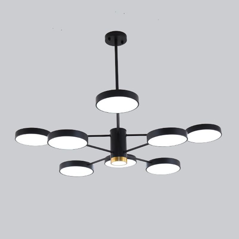 Metal Round Shape Hanging Ceiling Light Modern Style Multi Lights Hanging Light