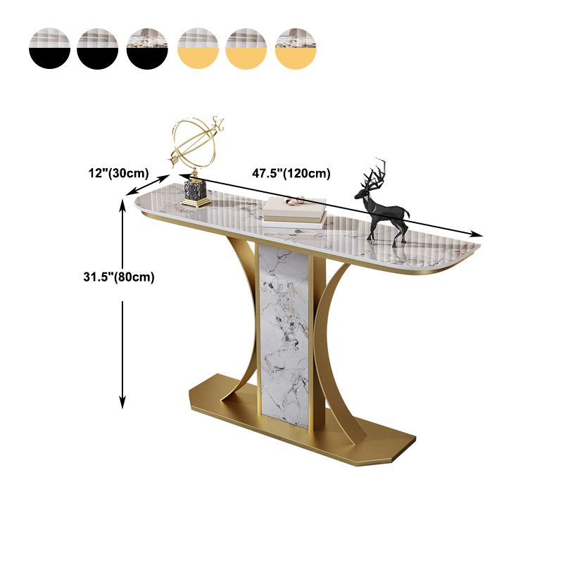 11.8" Wide Stone Console Table Scratch Resistan Table Half Moon Accent Table