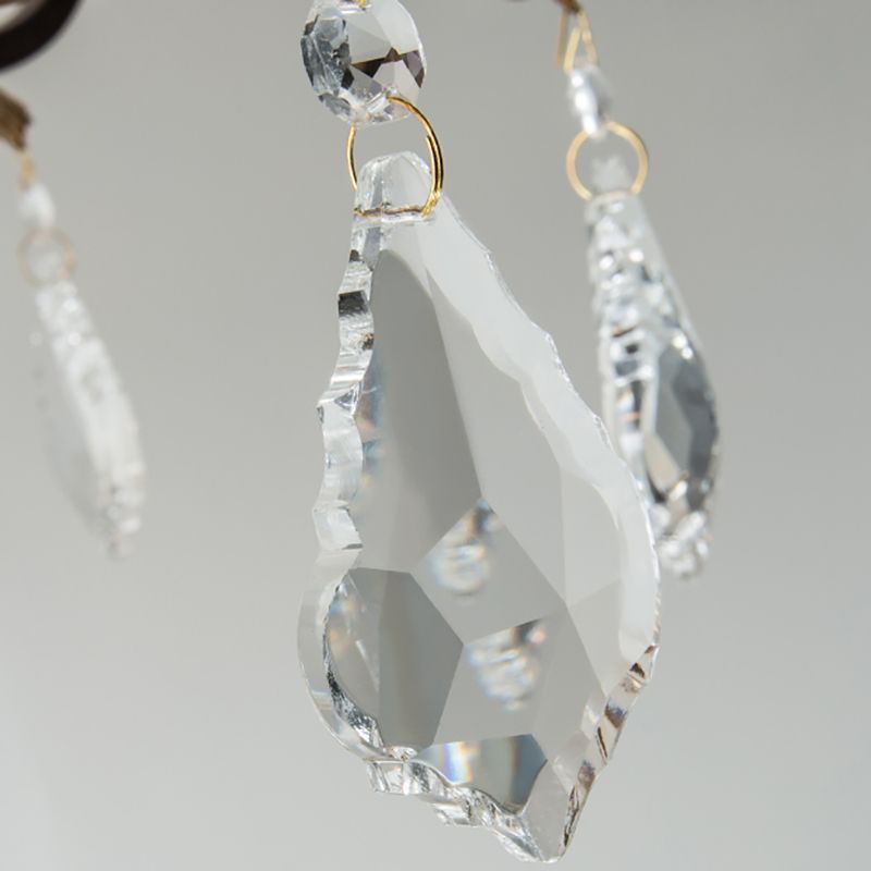 American Style Candle Chandelier Light Fixtures Multi-Head Hanging Pendant Lamps with Crystal Bead