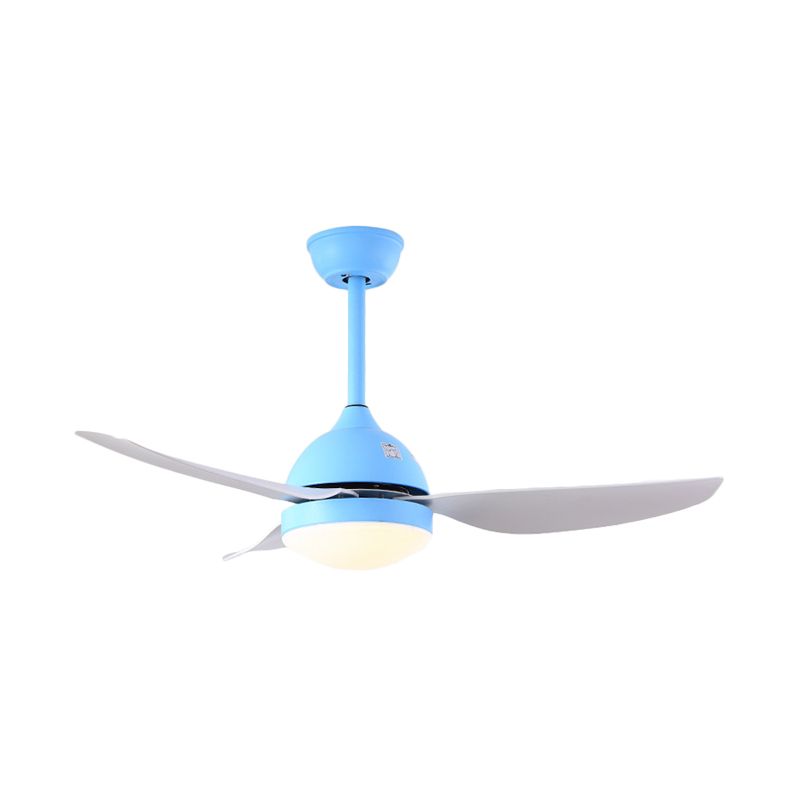 42 "" large cône en métal suspendu au ventilateur suspendu léger moderniste blanc / bleu lampe montée semi-unempe à chasse d'eau avec 3 lames