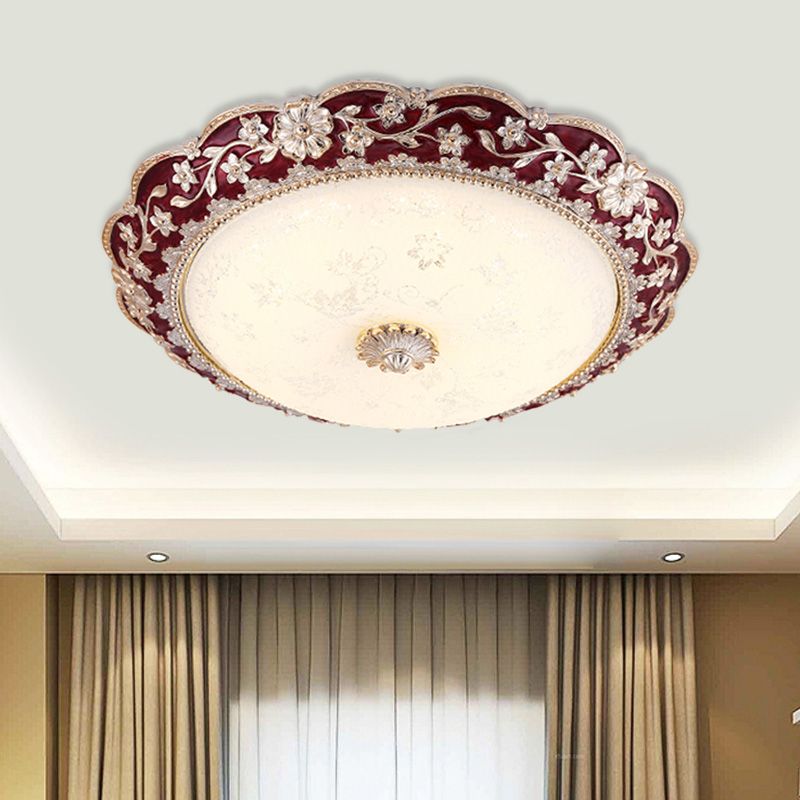 Fragmentarisches Blumenharz Flushmount Vintage LED-Schlafzimmer Flush Mount Deckenleuchte in Blau/Rot