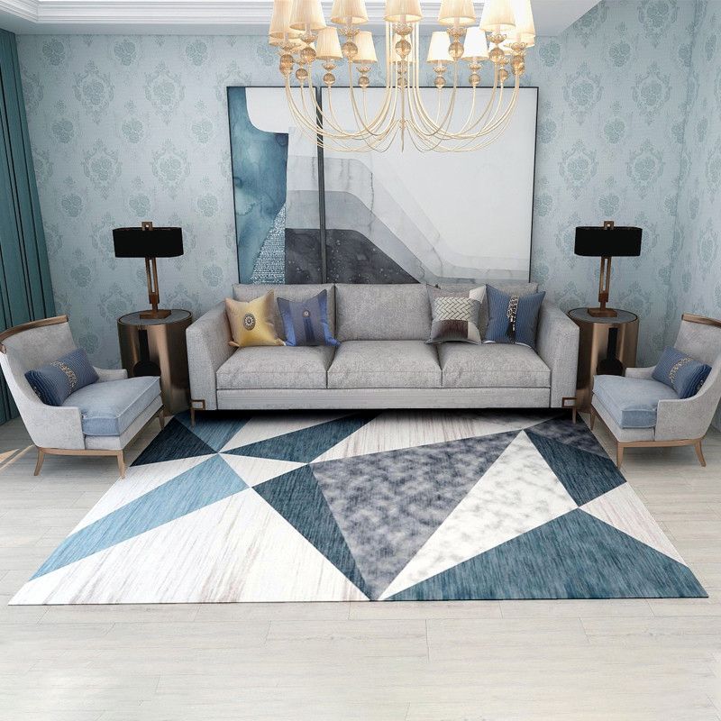 Grey Simplicity Rug Polyester Geometric Rug Washable Rug for Home Decor