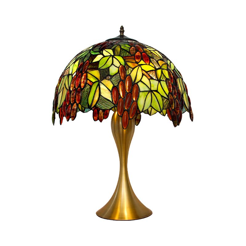 Single Head Great Room Desk Light Vintage Brass Night Lamp with Grape Dome Hand-Crafted Glass Shade